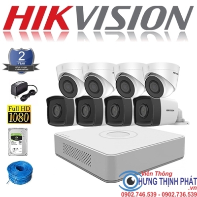 TRỌN BỘ 8 CAMERA IP HIKVISION 2.0 MPX